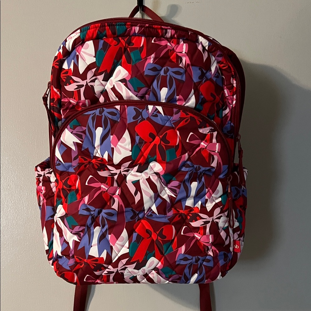 Vera Bradley Quilted Backpack in Red, Pink and Purple Floral